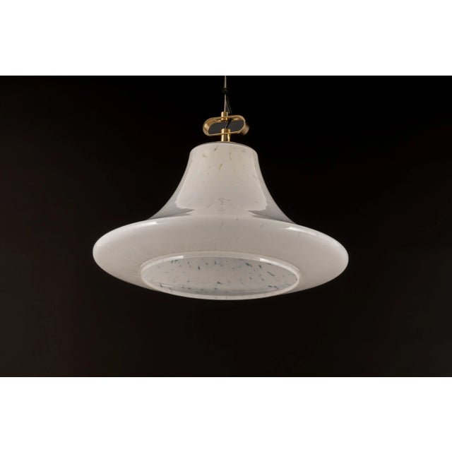 Large Limburg Brass With Opal Glass Pendant Light, Germany, 1970s For Sale - Image 11 of 12