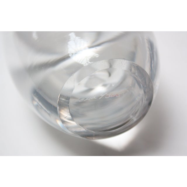 Kosta Boda Blown Glass Vase With Floral Etching | Chairish