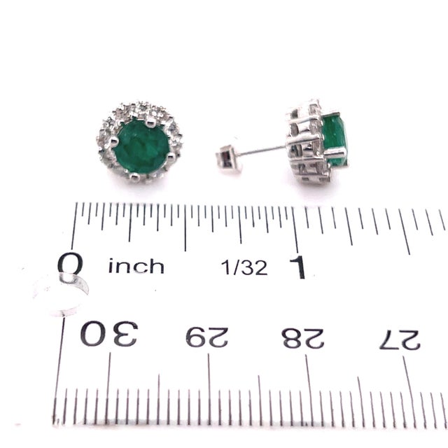 Natural Emerald Diamond Earrings 14k Gold 3.02 TCW Certified For Sale - Image 10 of 12