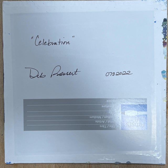 Paint Celebration 8" X 8" Unframed Acrylic Painting Wall Art Original Fireworks Scene For Sale - Image 7 of 7