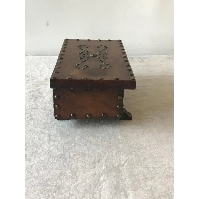 Mid-Century Modern 1960s Leather Studded Wood Box For Sale - Image 3 of 10