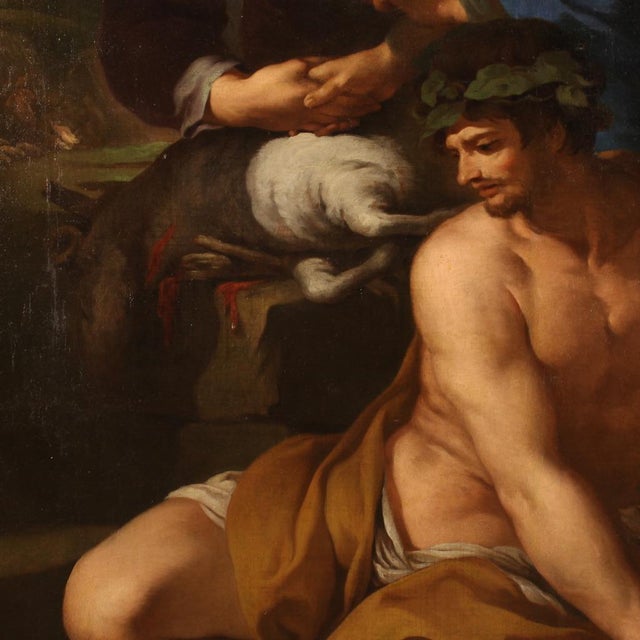 17th Century Italian Artist, The Alliance of Jacob and Laban, 1650, Oil on Canvas, Framed For Sale - Image 5 of 15