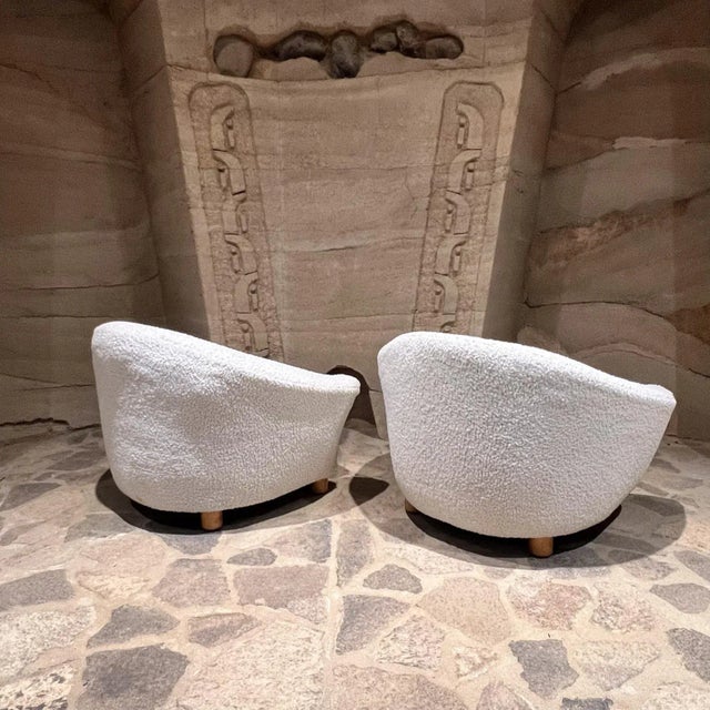 Vintage French Ivory Lounge Chairs Inspired by Jean Royère For Sale - Image 10 of 12