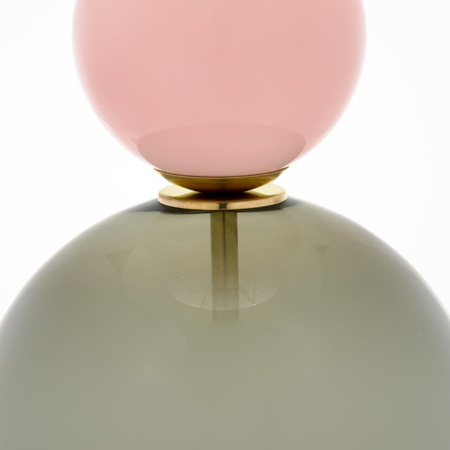 Pink Modernist Pink and Gray Venetian Glass Lamps, Murano, Italy - a Pair For Sale - Image 8 of 9