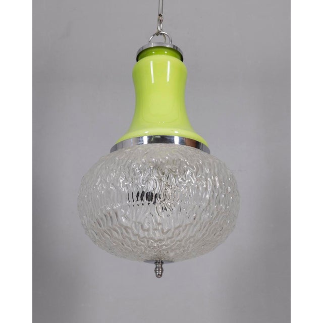 Mid-Century Modern Vintage Italian Green Glass Pendant Lamp, 1970s For Sale - Image 3 of 10