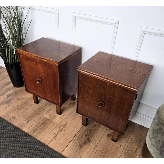 Wood Mid-Century Modern Italian Wooden Nightstands, 1950s, Set of 2 For Sale - Image 7 of 11