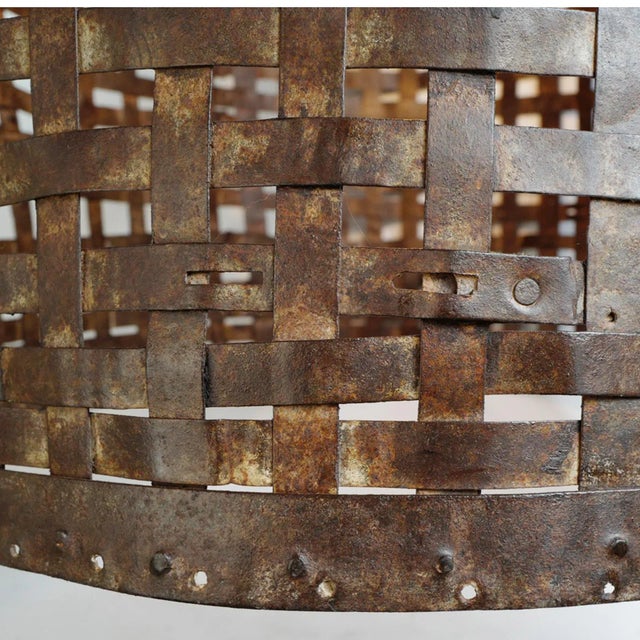Vintage Rustic Industrial Iron Cage Basket Pendant Light For Sale In Los Angeles - Image 6 of 8