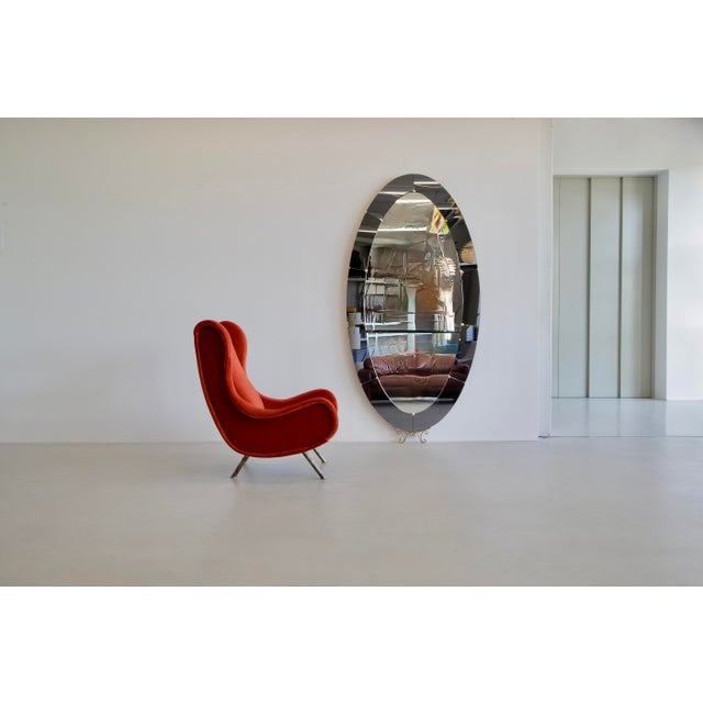 Large Floor Mirror with Glass Console from Cristal Art, Torino, Italy, 1956 For Sale - Image 9 of 10