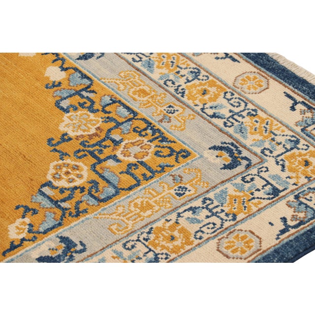 Rug & Kilim’s Art Deco Rug in Gold With Medallion and Floral Patterns For Sale In New York - Image 6 of 7