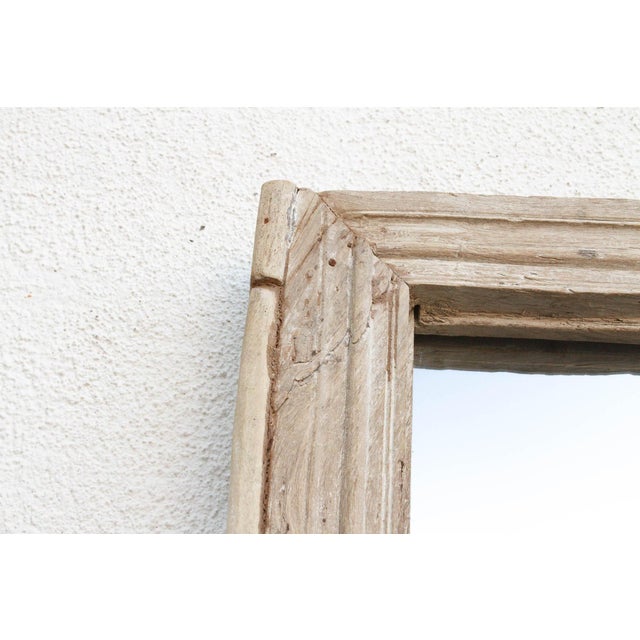 Contemporary Robust Framed Architechural Salvage Teak Mirror For Sale - Image 3 of 6