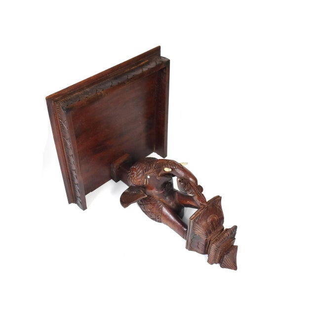 Mid 20th Century Wood Carved Elephant Head Wall Decor Shelf For Sale - Image 6 of 11