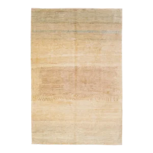 Early 21st Century Modern Shouli Gabbeh Beige Handmade Geometric Wool Rug