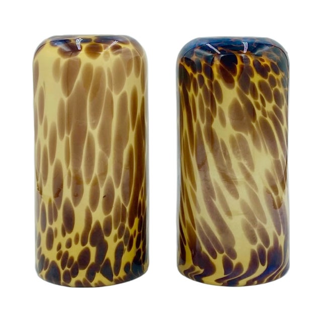 Mid 20th Century Pair of Vintage Hand Blown Brown Tortoise Shell Style ...