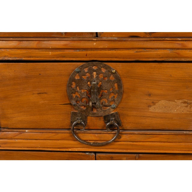 Late 19th Century Large Qing Dynasty 19th Century Wooden Cabinet with Paneled Doors and Drawers For Sale - Image 10 of 12