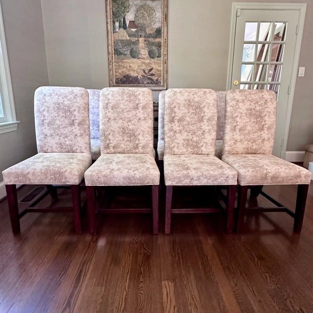 Set of 8 Marbled Custom Dining Chairs For Sale In Washington DC - Image 6 of 7
