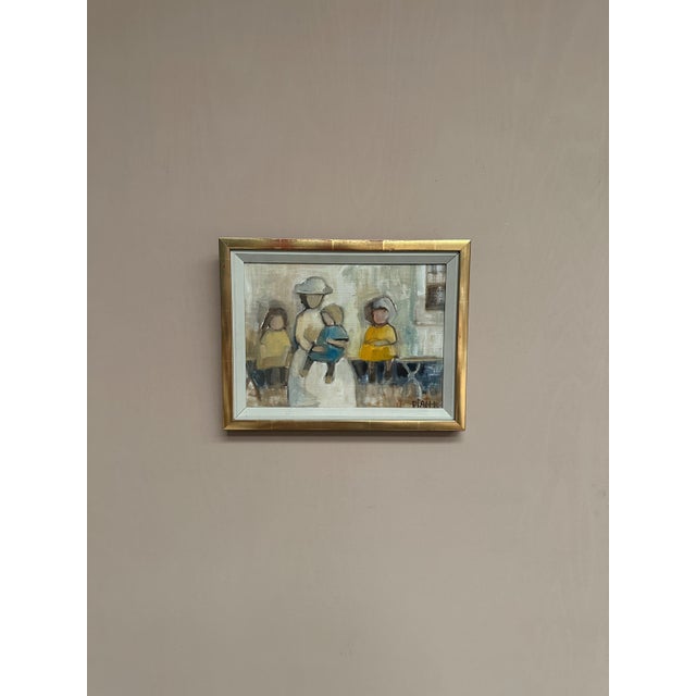 Mid-Century Modern Pia Hesselmark‑Campbell, Familj, 1950s, Oil on Canvas, Framed For Sale - Image 3 of 16
