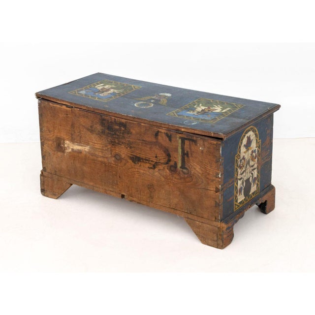 Blue American Polychromed Wood Blanket Chest, Ca. 1800 For Sale - Image 8 of 11