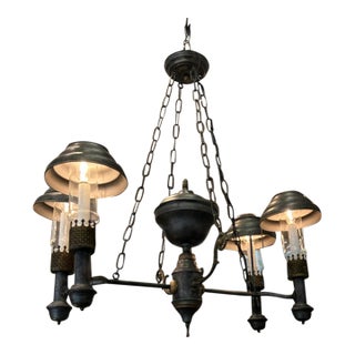 Dark Bronze Color Tole Multi Arm Rustic Chandelier For Sale