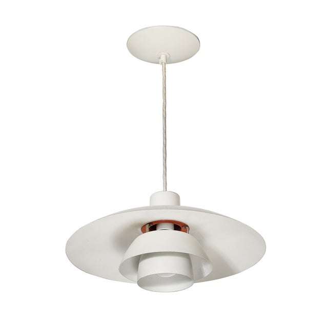 Mid-Century White & Orange Enamel Ph 4/3 Pendant Chandelier by Louis Poulsen For Sale - Image 9 of 12
