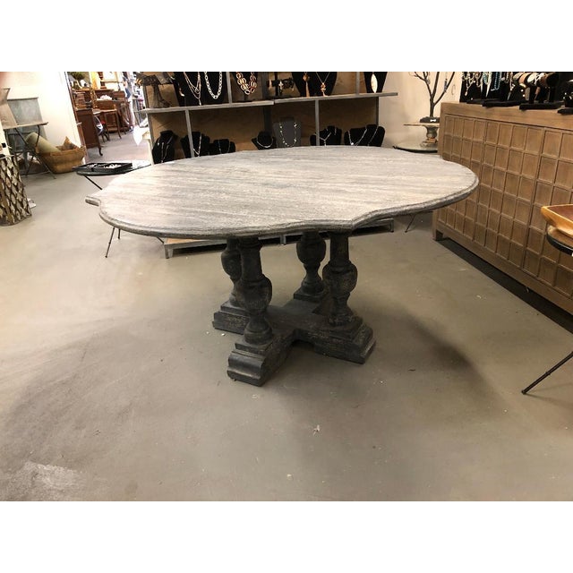 Shabby Chic Gray Washed Pedestal Dining Table Chairish