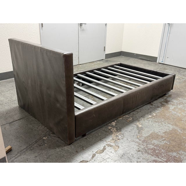 2010s Twin Size Room & Board Wyatt Leather Bed Frame For Sale - Image 5 of 12