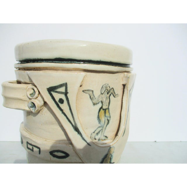 Tan Ceramic Ice Bucket in Egypto-Hollywood Vintage 70s' For Sale - Image 8 of 11