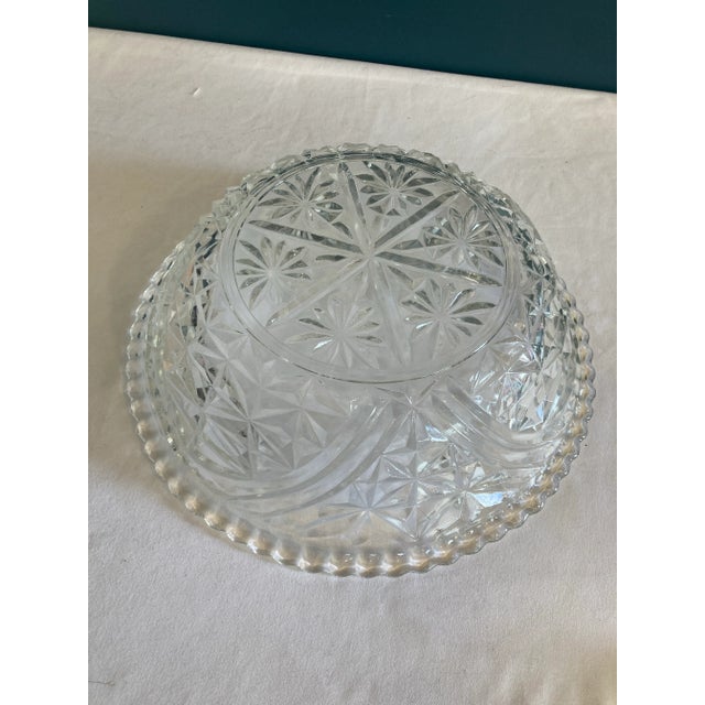 Transparent Vintage Cut Glass Serving Bowl For Sale - Image 8 of 9