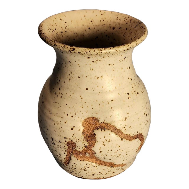 Late 20th Century Gray & Brown Earthtone Handmade Signed Pottery For Sale