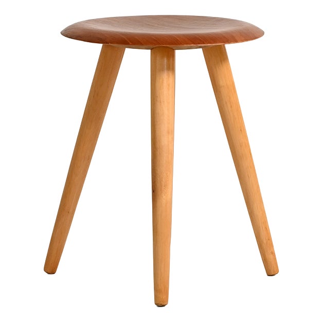 Scandinavian Stool with Round Seat, 1950s For Sale