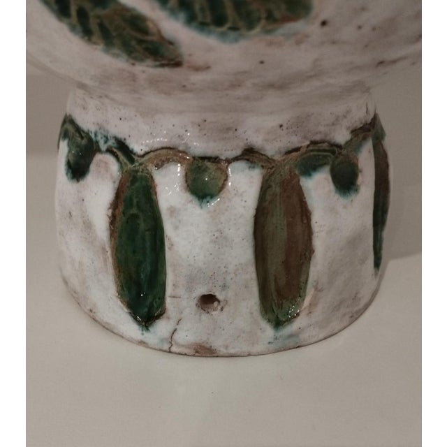 Forest Green Brutalist Incised Ceramic Lamp Base For Sale - Image 8 of 13