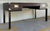 Original retail $6800, timeless Jonathan Charles Campaign Style Writing Desk, dark walnut finished wood case black legs,...