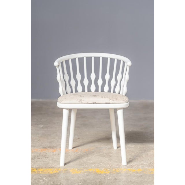 Painted Beech Chairs with Padded Fabric Seats, 1970s, Set of 6 For Sale - Image 6 of 18