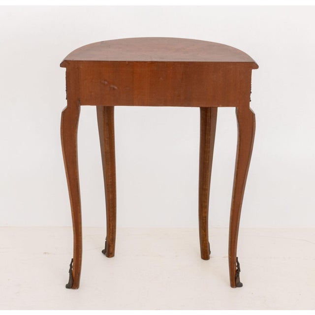 Wood Louis XV Style Demilune Walnut Console Table For Sale - Image 7 of 8