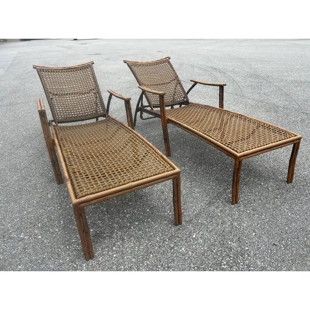 1970s Faux Metal Bamboo 6 Piece Patio Seating Set For Sale In West Palm - Image 6 of 11