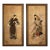 Showa Era Japanese Painted Panels "Samurai & Bijin", a Pair For Sale