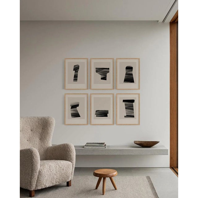 Contemporary Abstract Figure Giclee Prints - Set of 6, Framed For Sale - Image 3 of 6