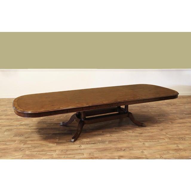 Extending Dining Table Seats 10-14 People Walnut Finished Dining Table With Hyedua Crown Veneer by Theodore Alexander & Stephen Church For Sale In New York - Image 6 of 15