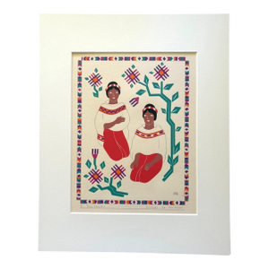Carlos Mérida Silkscreen Print "Tzeltzales, Estado de Chiapas" in 16x20 mat 1945