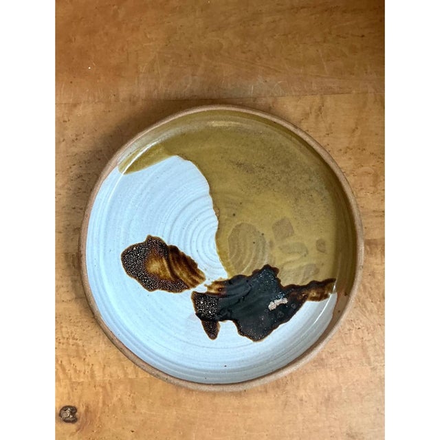 Vintage Abstract Glazed Ceramic Plate For Sale - Image 4 of 12