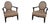 Pair of Baker Mahogany Medallion Back Armchairs For Sale