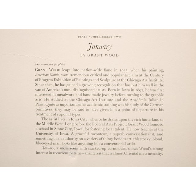 1939 After Grant Wood "January", First Edition Period Offset Lithograph For Sale - Image 9 of 10
