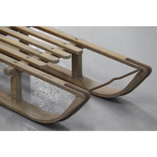 French vintage wood snow sled Wooden snow sledge Ice sports Snow sports Large wood sledge Sledging Chalet decor Winter...