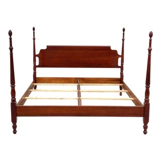 Vintage Cherry King Size Poster Bed With Pineapple or Pinecone Finials For Sale