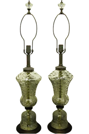 Vintage Baccarat Style Crystal Lamps - Pair