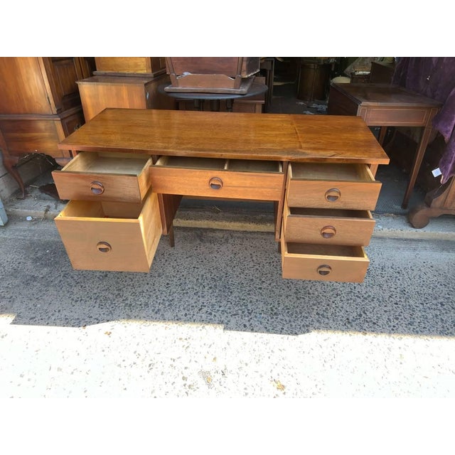 Brown Mid Century Modern Walnut Desk by Stanley Furniture For Sale - Image 8 of 10