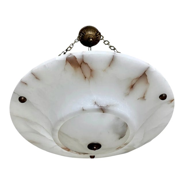 Large French Directoire Style Alabaster Pendant Chandelier For Sale
