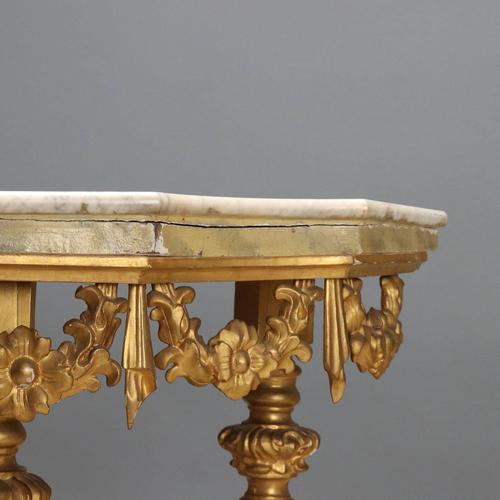 Carved and Gilded Wooden Console Table For Sale - Image 6 of 13