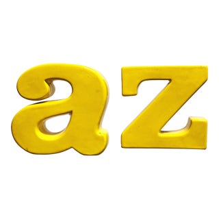 Vintage Sunny Yellow a to Z Bookends - a Pair For Sale