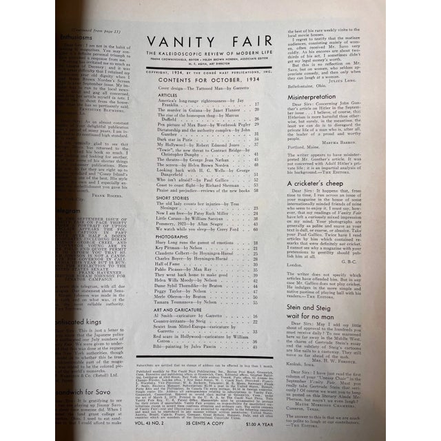 English Vintage Vanity Fair Oct 1934 Tattooed Man Uncle Sam New Deal Garretto Art For Sale - Image 3 of 3