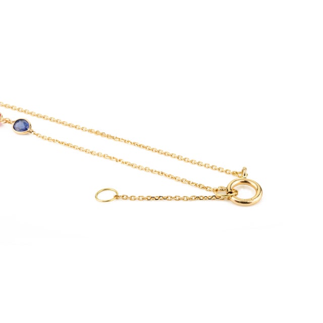 Metal 18k Yellow Gold Emerald Ruby & Sapphire Beaded Necklace for Women For Sale - Image 7 of 15